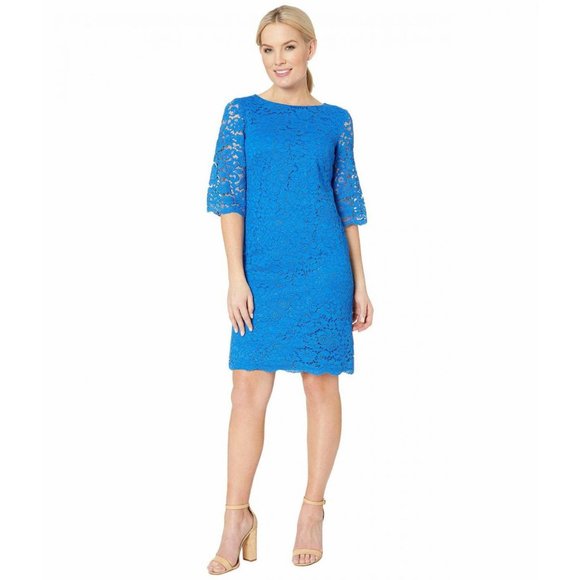 RALPH LAUREN Blue Lace Jillias Shift Dress 16 NEW - Picture 9 of 12